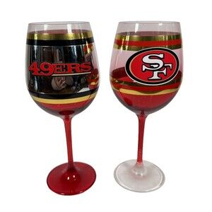 San Francisco 49ers Wine Glass Set (2) – Bradford Exchange NFL Collectible 2015